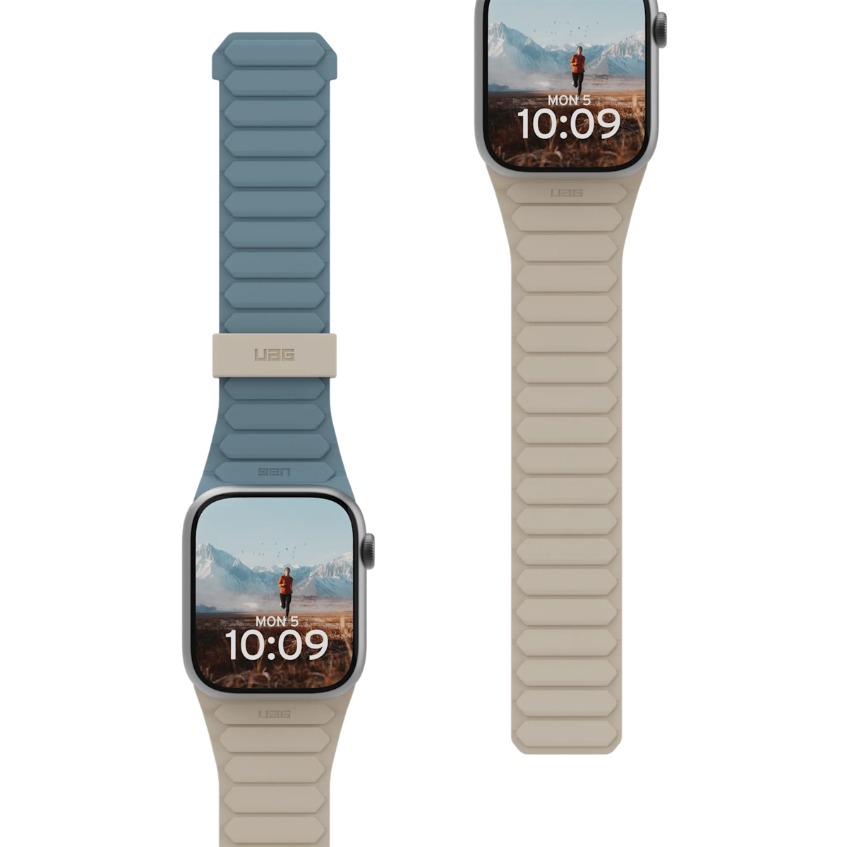 UAG  Bracelet Pathfinder r&eacute;versible en silicone Apple Watch  44/45/46/49 mm - Dune/Cloud Blue