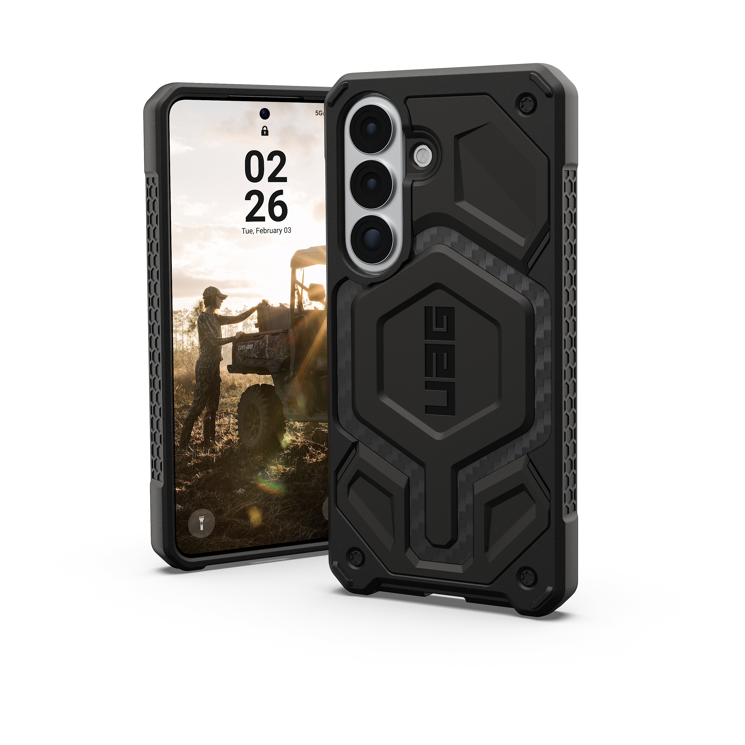 UAG Coque pour Galaxy S26 MagSafe Motif Hexagonal S&eacute;rie Monarch Pro Noir