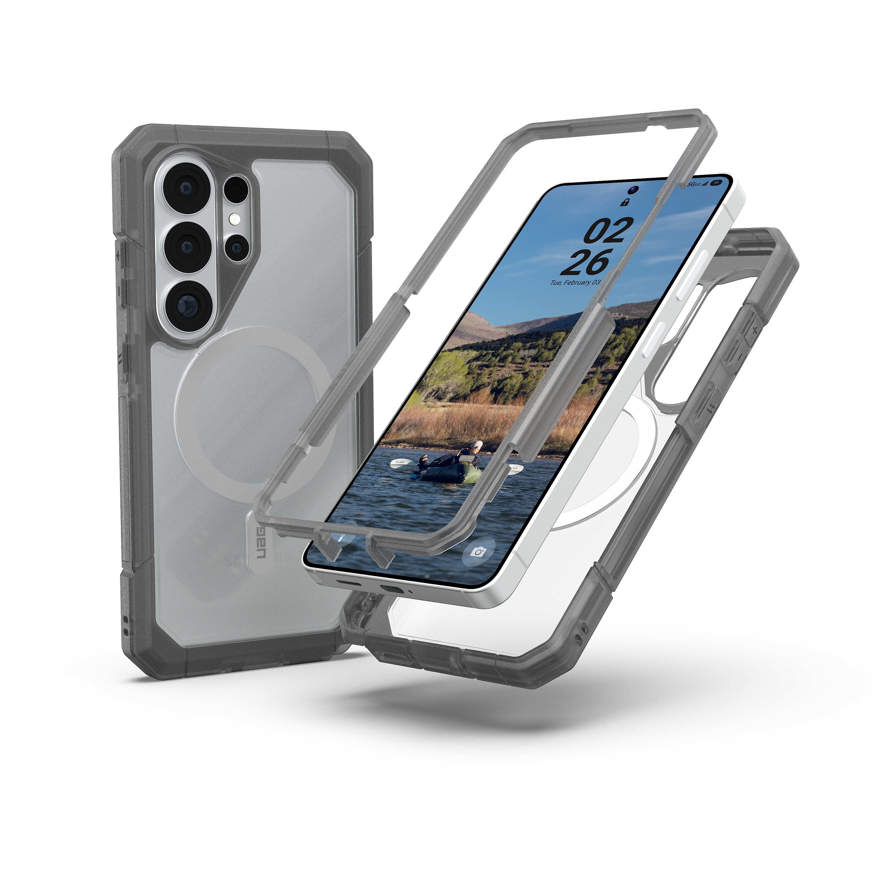 UAG  Trooper coque arri&egrave;re avec aimant Samsung Galaxy S26 Ultra - Ash Clear