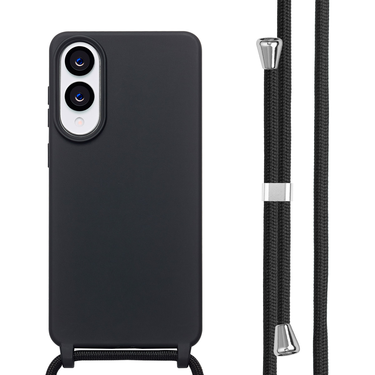 IMOSHION Coque en silicone avec cordon pour Samsung Galaxy S25 Edge - Noir