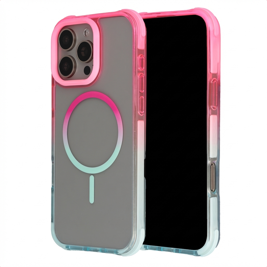 SELENCIA Coque arri&egrave;re MagSafe Gradient pour iPhone 16 Pro Max - Rose / Bleu