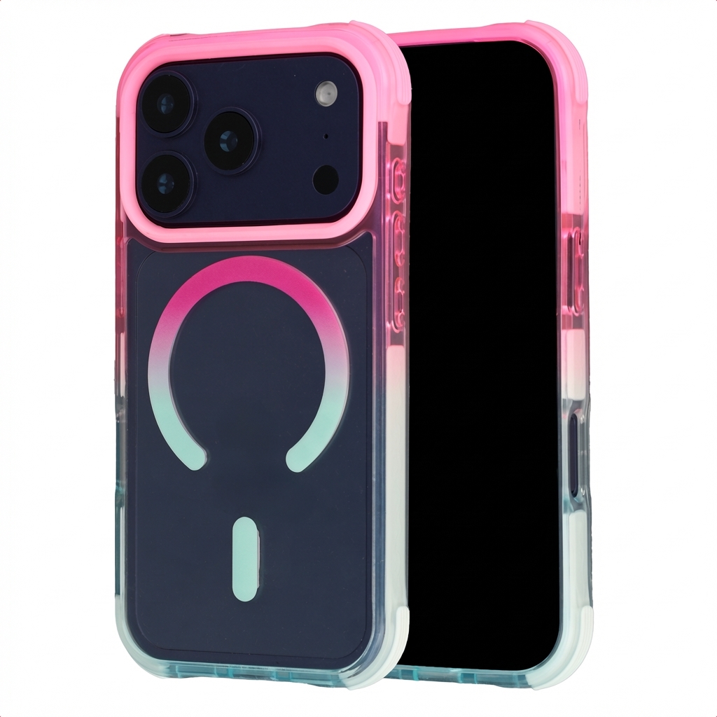 SELENCIA Coque arri&egrave;re MagSafe Gradient pour iPhone 17 Pro Max - Rose / Bleu