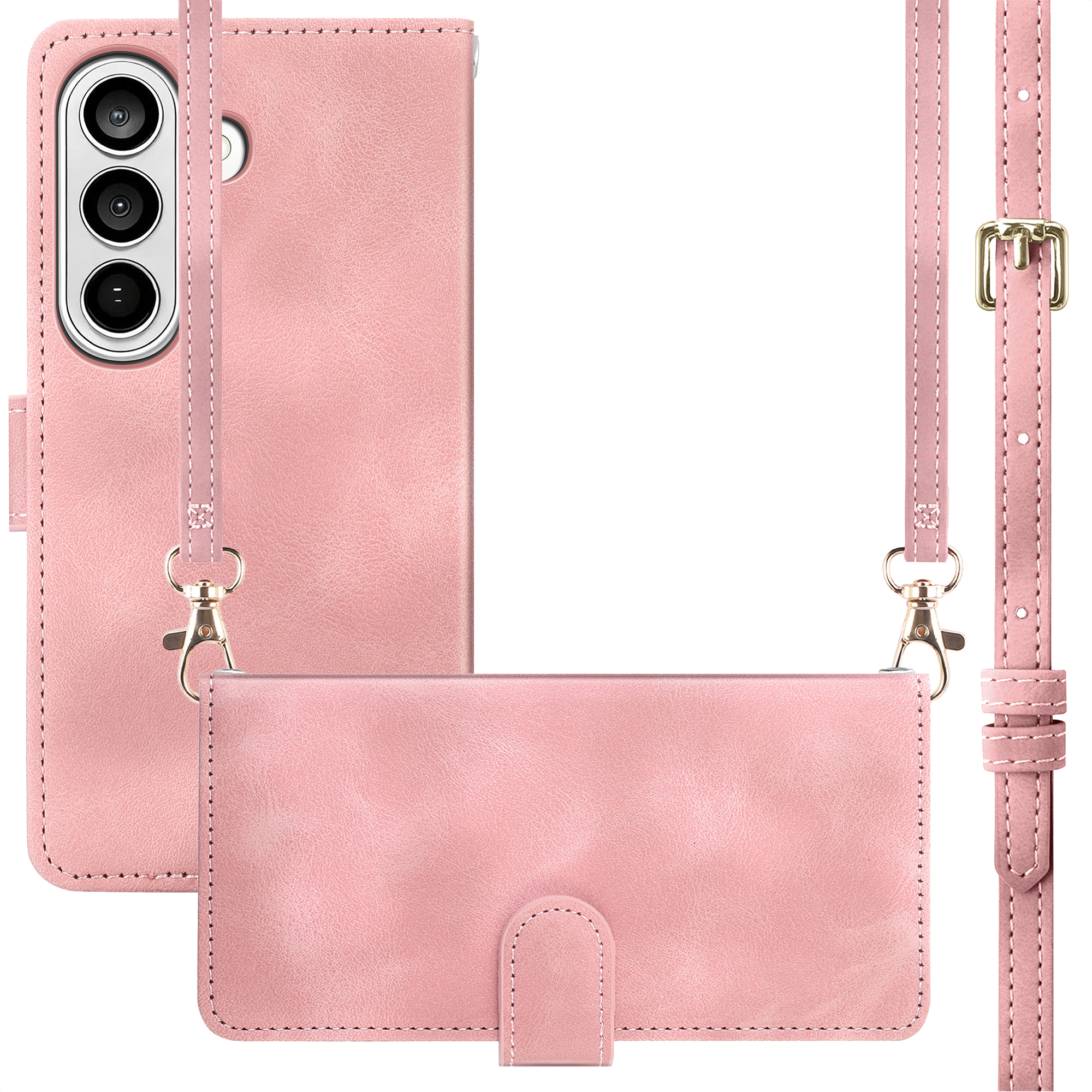 IMOSHION Etui de t&eacute;lephone portefeuille avec cordon pour Samsung Galaxy S26 - Rose