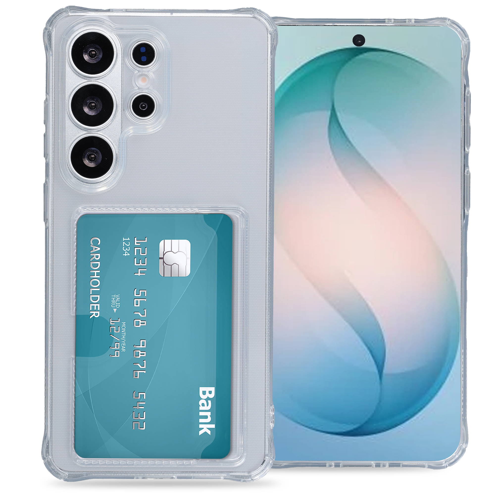 Coque silicone avec porte-cartes pour Samsung Galaxy S26 Ultra - Transparent