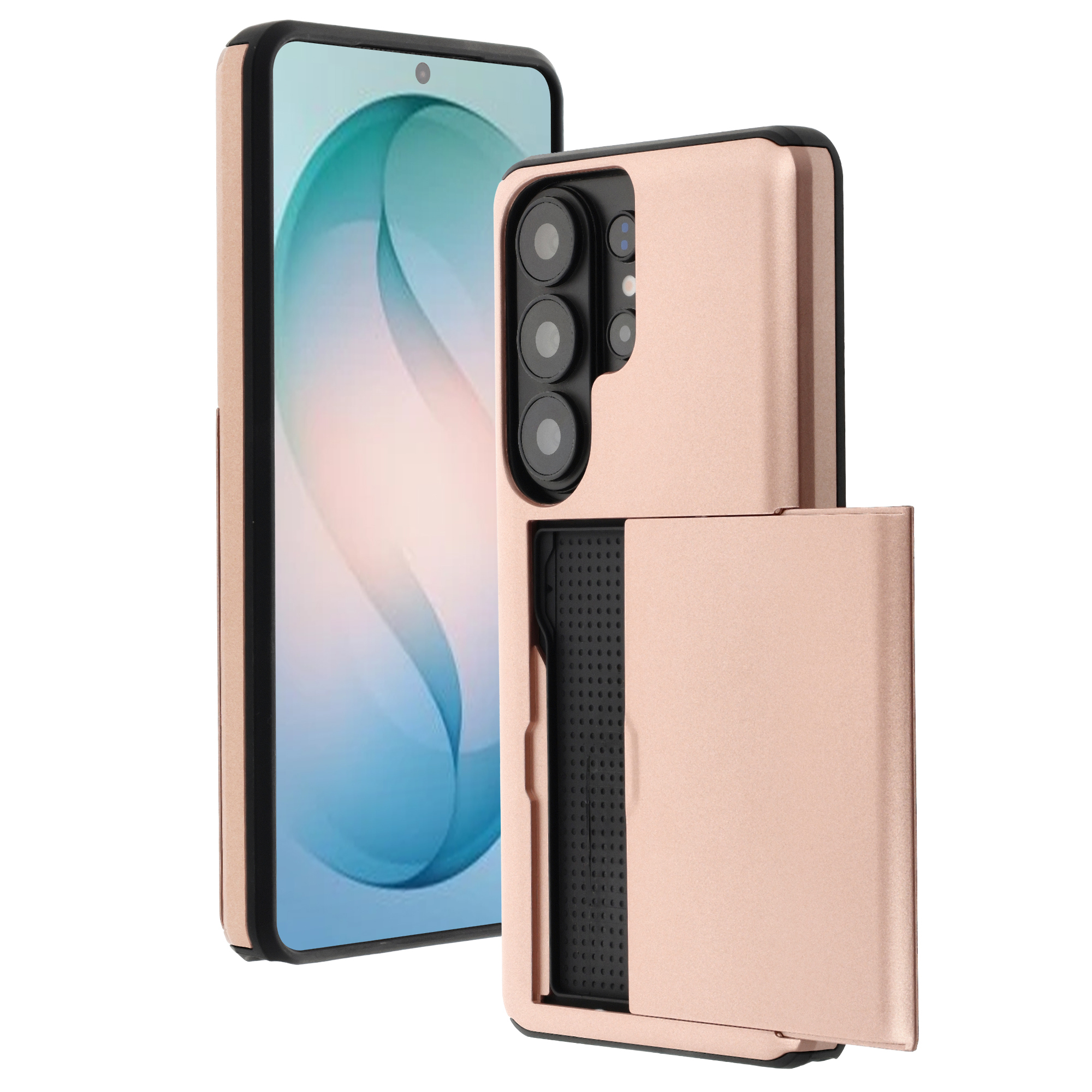 Coque arri&egrave;re avec porte-cartes pour Samsung Galaxy S26 Ultra - Rose Gold