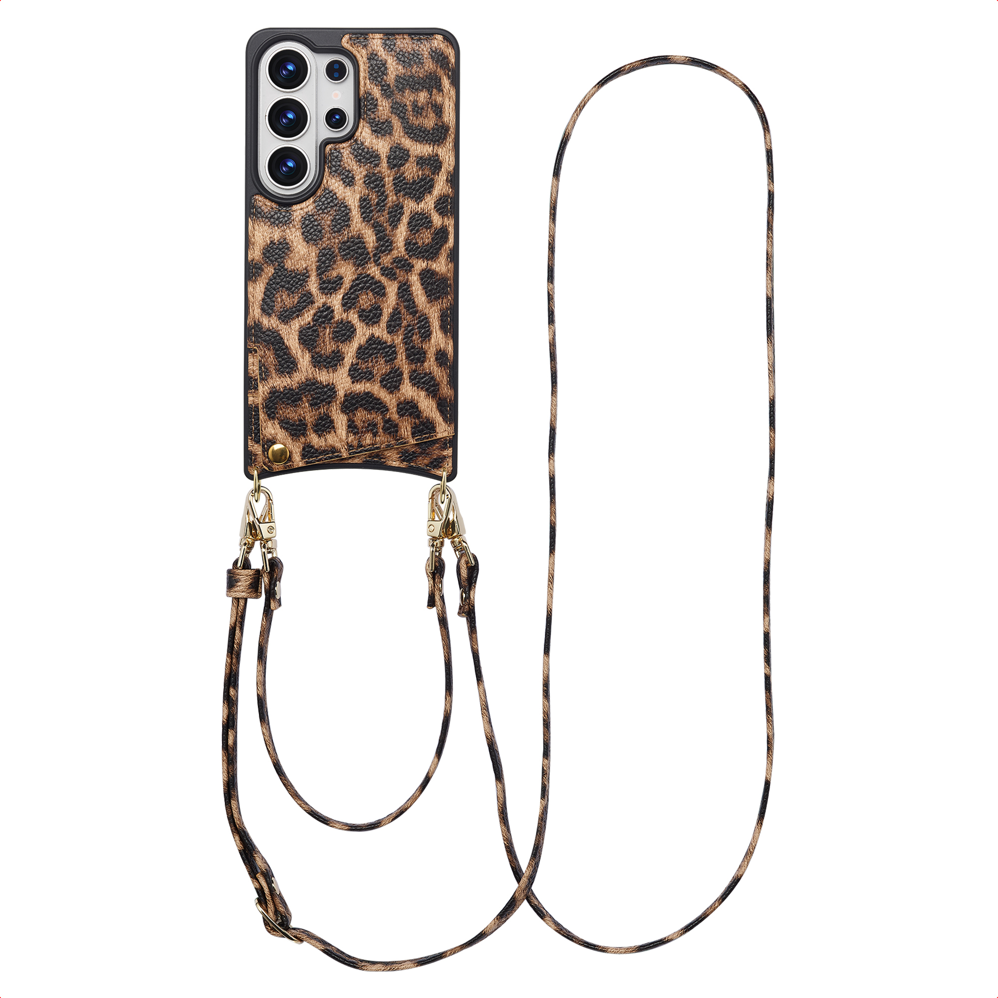 SELENCIA Coque de t&eacute;lephone Nova avec cordon et porte-cartes Samsung Galaxy S26 Ultra - Leopard