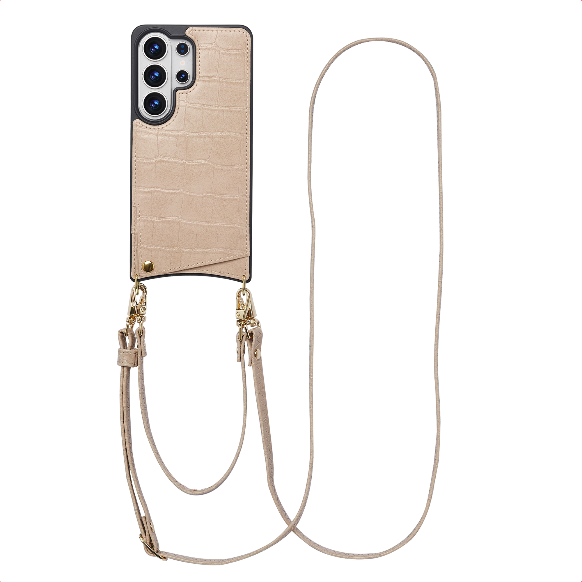 SELENCIA Coque de t&eacute;lephone Nova Croco avec cordon et porte-cartes Samsung Galaxy S26 Ultra - Beige