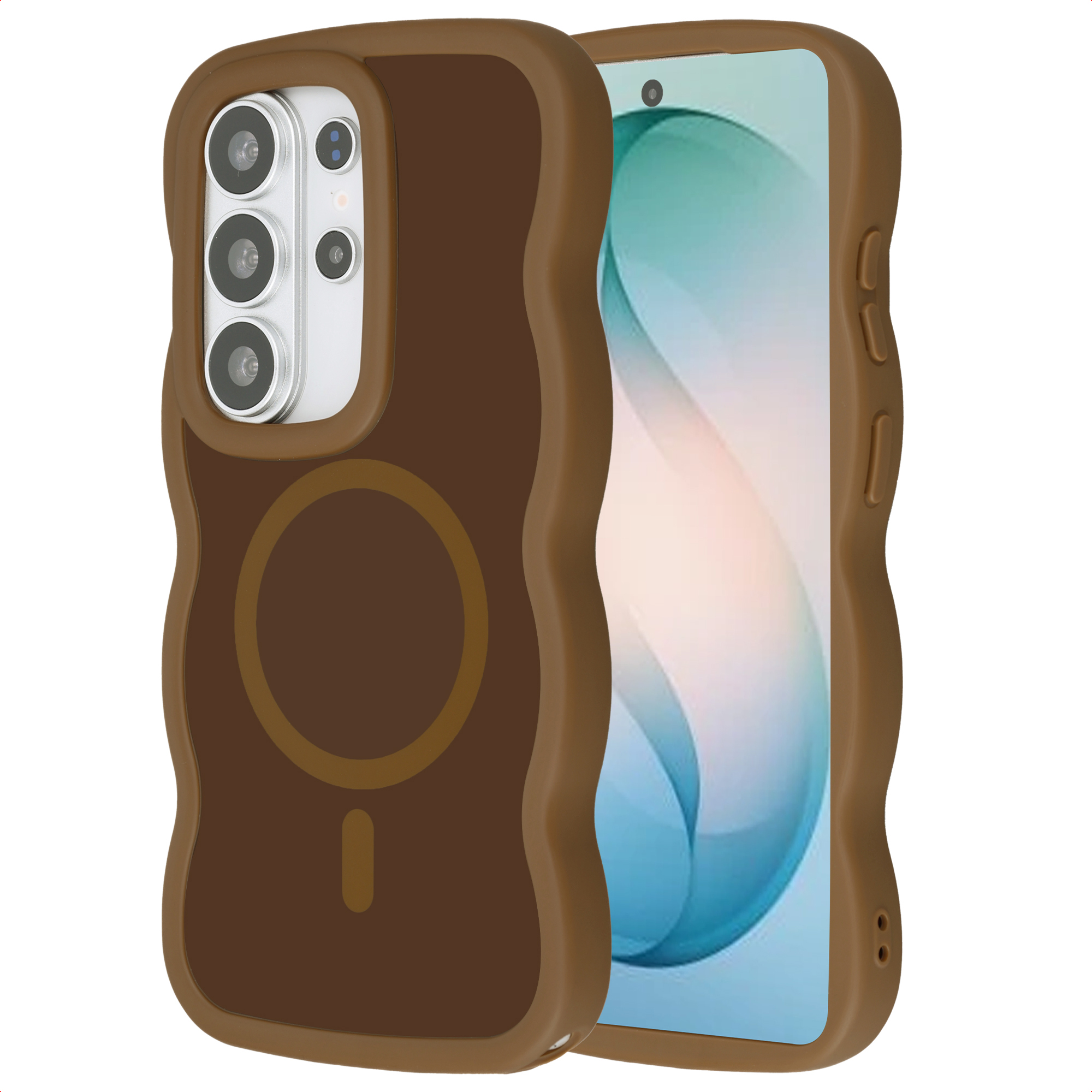 SELENCIA  Coque arri&egrave;re Wavy avec MagSafe Samsung Galaxy S26 Ultra - Mocha Brown