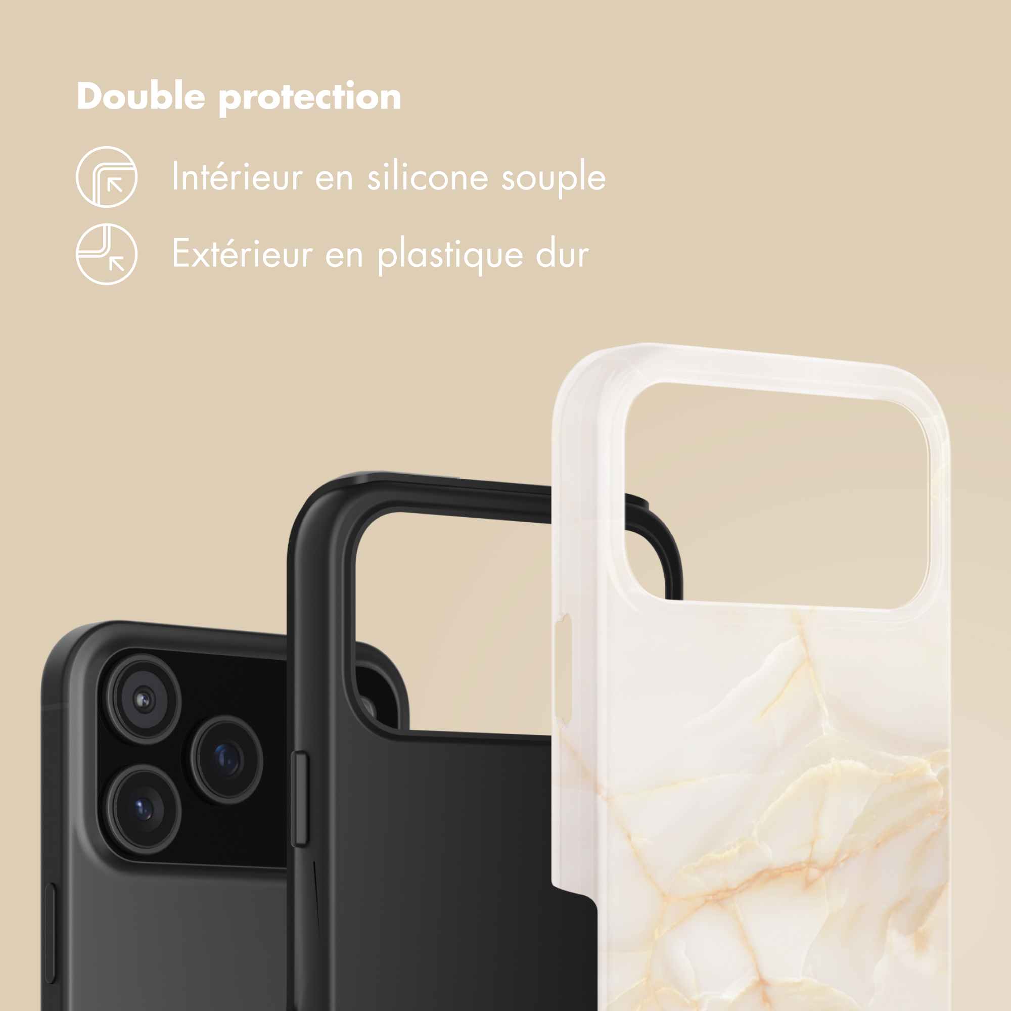 SELENCIA  Coque arri&egrave;re Vivid Apple iPhone 17 Pro - Golden Beige Marble