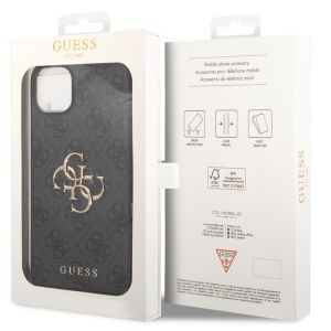 Guess Coque 4G Metal Logo Backcover iPhone 15 - Gris