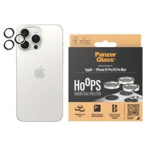PanzerGlass Protection d'écran camera Hoop Optic Rings iPhone 15 Pro / 15 Pro Max - White Metal