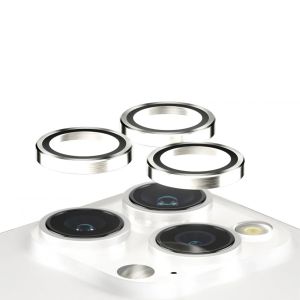 PanzerGlass Protection d'écran camera Hoop Optic Rings iPhone 15 Pro / 15 Pro Max - White Metal