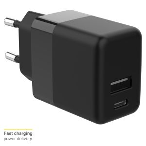 Accezz Wall Charger - Chargeur - Connexion USB-C et USB - Power Delivery - 20 Watt - Black