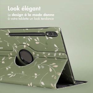 iMoshion Coque tablette Design rotatif à 360° Samsung Galaxy Tab S9 Ultra - Green Flowers