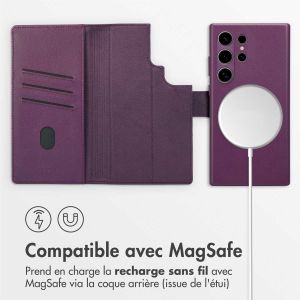 Accezz Étui de téléphone portefeuille en cuir 2-en-1 avec MagSafe Samsung Galaxy S24 Ultra - Heath Purple