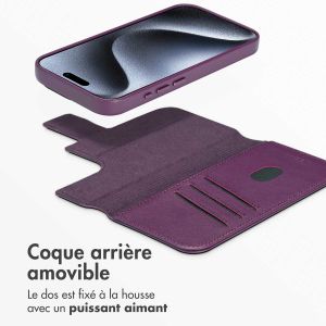 Accezz Étui de téléphone portefeuille en cuir 2-en-1 avec MagSafe iPhone 15 Pro - Heath Purple