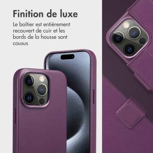 Accezz Étui de téléphone portefeuille en cuir 2-en-1 avec MagSafe iPhone 15 Pro - Heath Purple