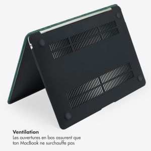 Selencia Coque en velours MacBook Air 15 pouces (2023) / Air 15 pouces (2024) M3 chip - A2941 / A3114 - Vert foncé
