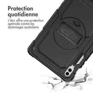 Accezz Coque arrière robuste avec bandoulière pour Samsung Galaxy Tab S9 FE Plus / Tab S9 Plus 12.4 pouces - Noir