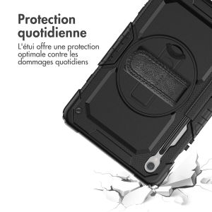 Accezz Coque arrière robuste avec bandoulière pour Samsung Galaxy Tab S9 FE 10.9 pouces / Tab S9 11.0 pouces - Noir