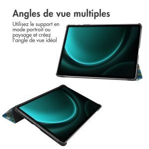 iMoshion Coque tablette Design Trifold Samsung Tab S9 FE Plus - Green Plant