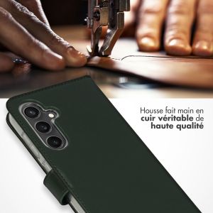 Selencia Étui de téléphone en cuir véritable iPhone Samsung Galaxy S23 FE - Vert