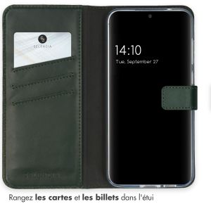 Selencia Étui de téléphone en cuir véritable iPhone Samsung Galaxy S23 FE - Vert