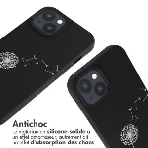 iMoshion Coque design en silicone avec cordon iPhone 15 - Dandelion Black