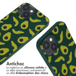 iMoshion Coque design en silicone avec cordon iPhone 15 - Avocado Green