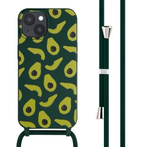 iMoshion Coque design en silicone avec cordon iPhone 15 - Avocado Green