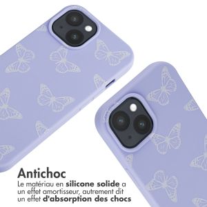 iMoshion Coque design en silicone avec cordon iPhone 15 - Butterfly