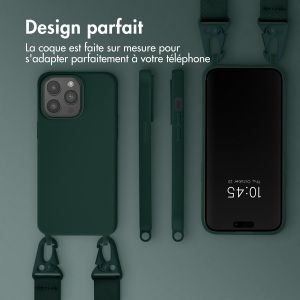 Selencia Coque silicone avec cordon amovible iPhone 15 Pro Max - Vert foncé