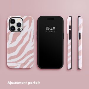 Selencia Coque arrière Vivid iPhone 14 Pro - Colorful Zebra Old Pink