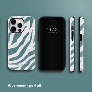 Selencia Coque arrière Vivid iPhone 14 Pro - Colorful Zebra Pine Blue