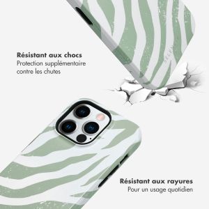 Selencia Coque arrière Vivid iPhone 14 Pro - Colorful Zebra Sage Green