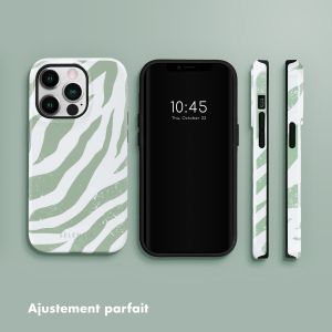 Selencia Coque arrière Vivid iPhone 14 Pro - Colorful Zebra Sage Green