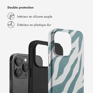 Selencia Coque arrière Vivid iPhone 14 Pro Max - Colorful Zebra Pine Blue