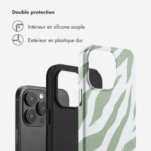Selencia Coque arrière Vivid iPhone 14 Pro Max - Colorful Zebra Sage Green
