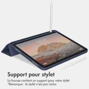 Accezz Étui de téléphone portefeuille Smart Silicone iPad Air 11 pouces (2024) M2 / Air 5 (2022) / iPad Air 4 (2020) - Bleu foncé