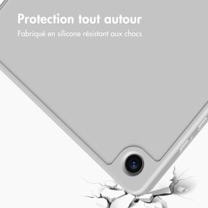 Accezz Étui de téléphone portefeuille Smart Silicone Samsung Galaxy Tab A9 Plus - Gris