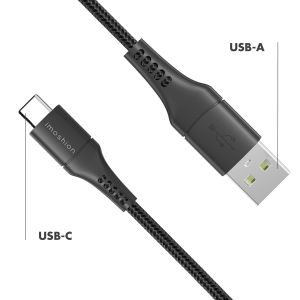 iMoshion Câble USB-C vers USB Samsung Galaxy A22 (5G) - Textile tressé - 3 mètres - Noir
