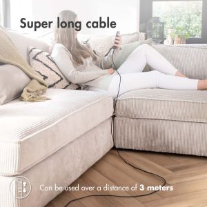 iMoshion Câble USB-C vers USB Samsung Galaxy A12 - Textile tressé - 3 mètres - Noir
