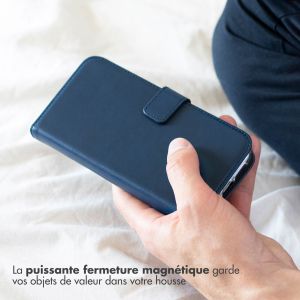 Selencia Étui de téléphone portefeuille en cuir véritable S21 FE - Bleu