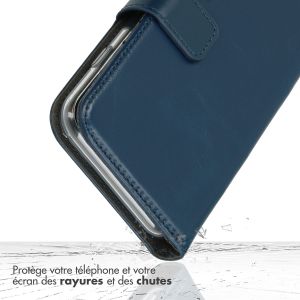 Selencia Étui de téléphone portefeuille en cuir véritable Samsung Galaxy S24 Ultra - Bleu