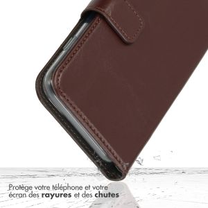 Selencia Étui de téléphone portefeuille en cuir véritable Galaxy S21 FE - Brun