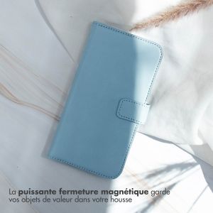 Selencia Étui de téléphone portefeuille en cuir véritable Samsung Galaxy S23 Ultra - Air Blue