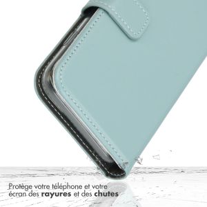 Selencia Étui de téléphone portefeuille en cuir véritable Samsung Galaxy A55 - Air Blue