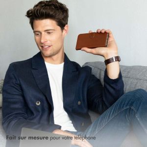 Selencia Étui de téléphone portefeuille en cuir véritable Samsung Galaxy S24 - Brun foncé