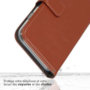 Selencia Étui de téléphone portefeuille en cuir véritable Samsung Galaxy S22 Ultra - Brun clair