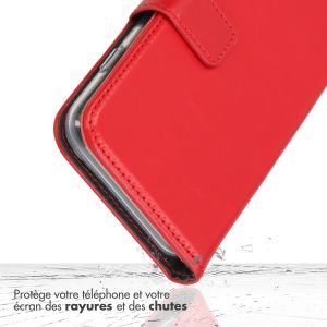 Selencia Étui de téléphone portefeuille en cuir véritable iPhone 15 Pro Max - Rouge